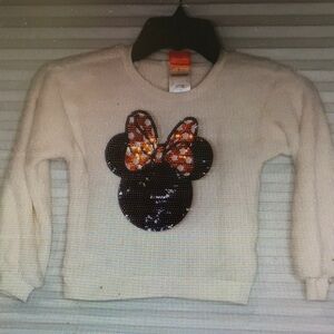 Cream Sweater with Sequin Mouse Design